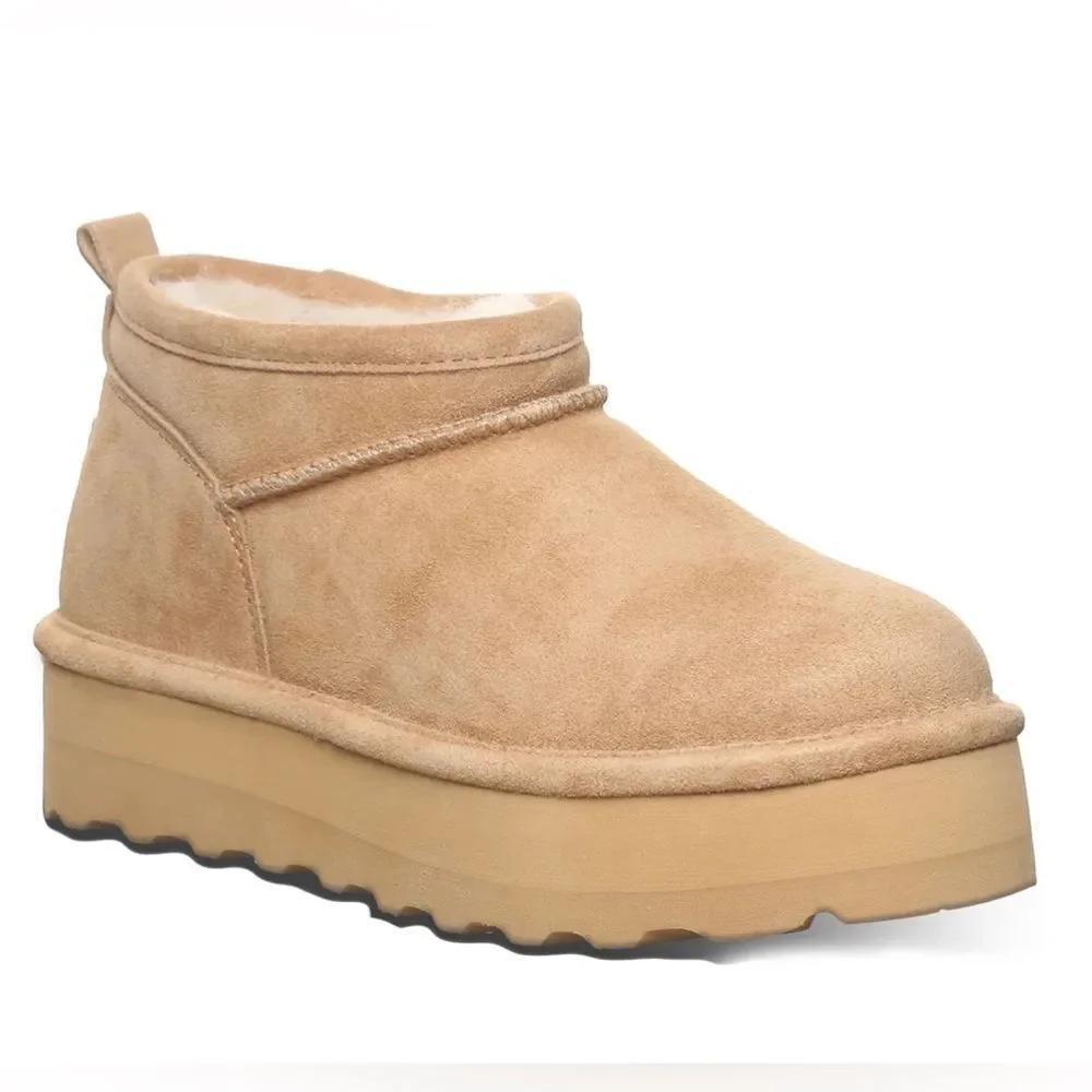 RETRO BearPaw SUPER SHORTY ICED COFFEE ankle boots; Size 4-5. NWOT!